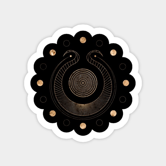 Gold Geometric Glyph Mandala 41 Sticker by Holy Rock Design